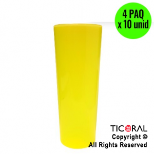 VASO TRAGO LARGO PP CASINO AMARILLO FLUO 280CC (4 pack x 10 unid)